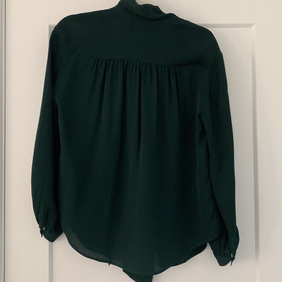 Hunter Green Joie tie front blouse - Picture 4 of 4